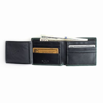 Monogrammed RFID Blocking Leather Wallet - Dark Green