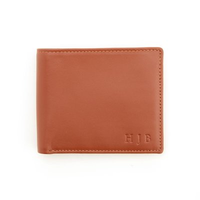 Monogrammed RFID Blocking Leather Wallet - Tan