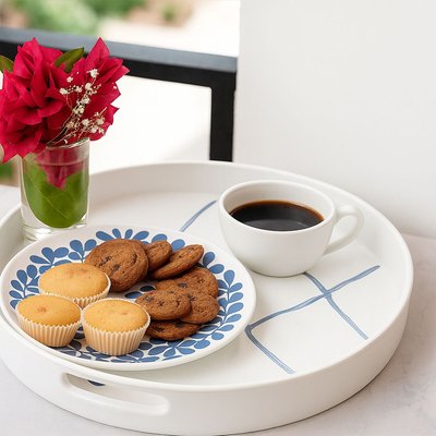 Round Serving Tray - Bows & Ribbon