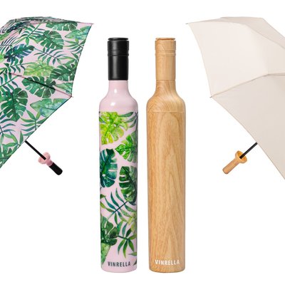 Wine Bottle Umbrella, Set of 2 - Tropical Paradise/Wood