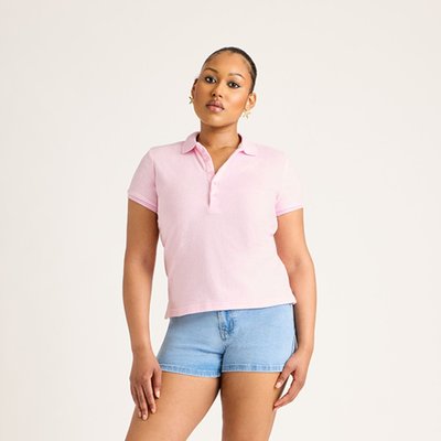 Women's Terry Polo - 3 Color Options - Pink