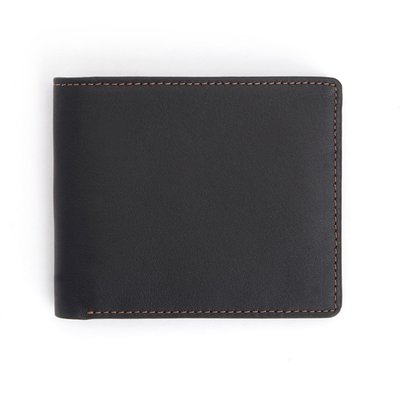 Monogrammed RFID Blocking Leather Wallet - Black and Tan