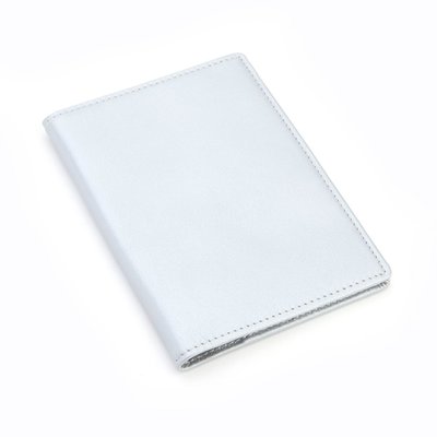 Monogrammed RFID Leather Passport Case - Silver