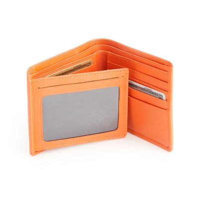 Monogrammed RFID Blocking Leather Wallet - Orange