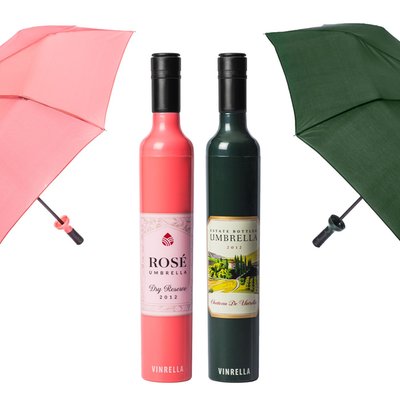 Wine Bottle Umbrella, Set of 2 - Rose/Estate Label