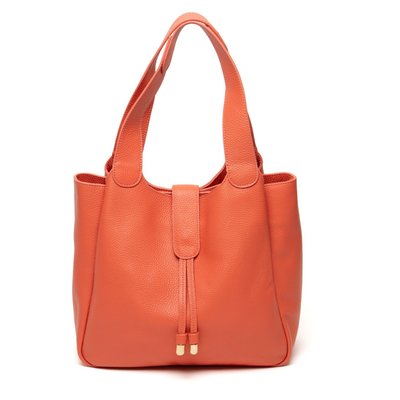 Shoulder & Cross Body Leather Tote - 8 Color Options - Coral
