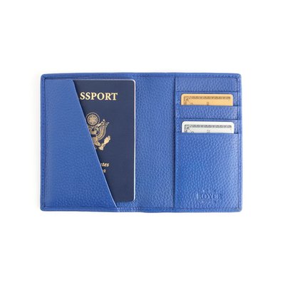 Monogrammed RFID Leather Passport Case - Cobalt Blue