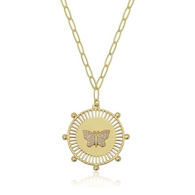 Butterfly Medallion Necklace - 2 Color Options