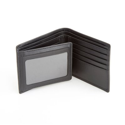 Monogrammed RFID Blocking Leather Wallet - Black