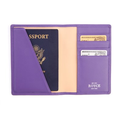 Monogrammed RFID Leather Passport Case - Purple