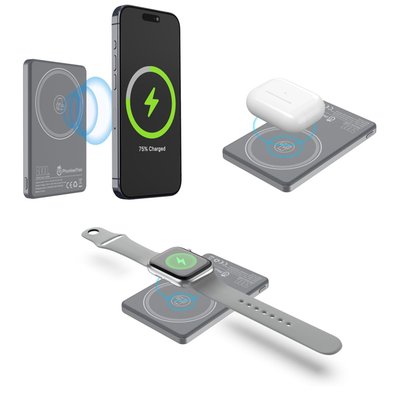 Magnetic Wireless Power Bank - 11 Color Options - Gun Metal