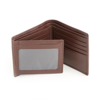 Monogrammed RFID Blocking Leather Wallet - Brown