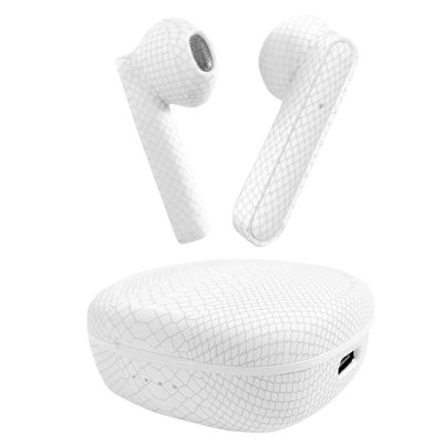 Wireless Earbuds & Charging Case - White Snake