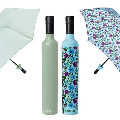 Wine Bottle Umbrella, Set of 2 - Sage/Floral Fantasy