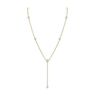 Bezel Lariat Necklace - White Gold