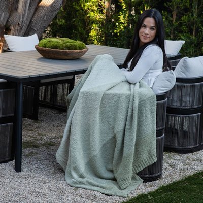 Feather Yarn Throw - 8 Color Options - Sage Ombré