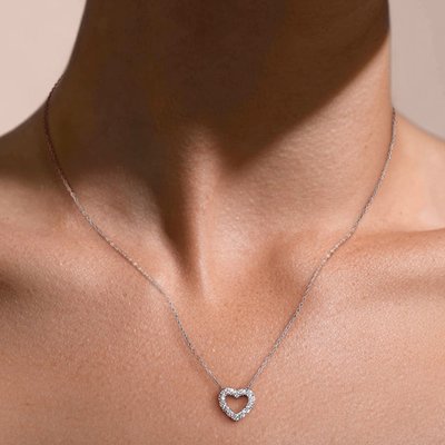 Open Heart Pendant (1/2ct) - Sterling Silver
