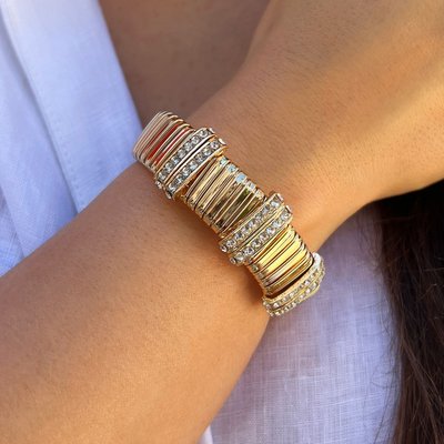 Pave Flexible Cuff Bracelet - Yellow Gold