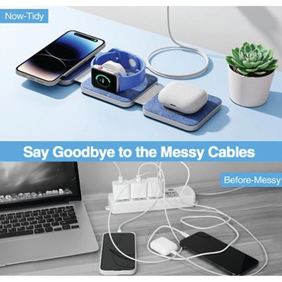 Tri Fold Charging Station - Black