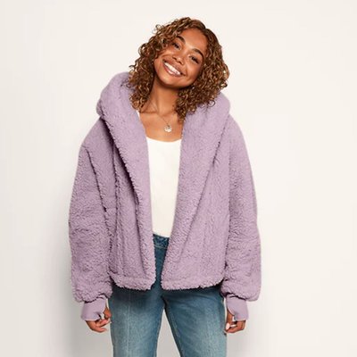 Cropped Sherpa Jacket - Lilac