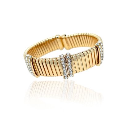Pave Flexible Cuff Bracelet - Yellow Gold