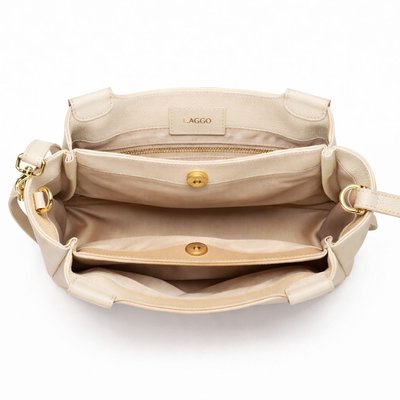 Shoulder & Cross Body Leather Tote - 8 Color Options - Ivory