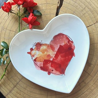 Square Porcelain Tray - Heart