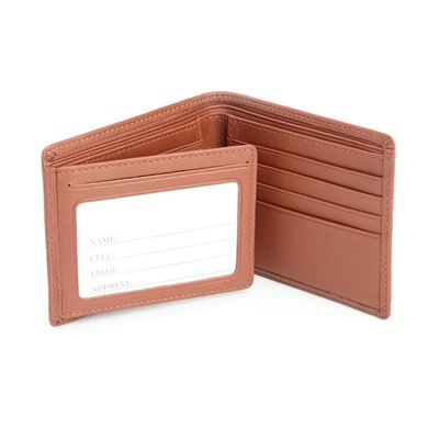 Monogrammed RFID Blocking Leather Wallet - Tan