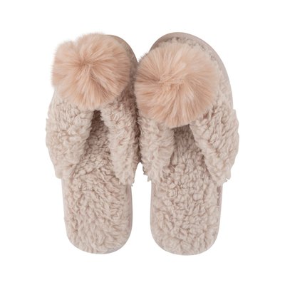 Pom Pom Faux Fur Slipper - Blushed Pink