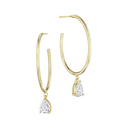 Oval Hoop Sparkle Drop Earrings