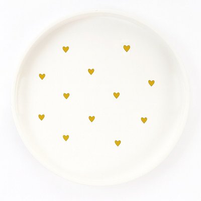 Round Serving Tray - Gold Hearts