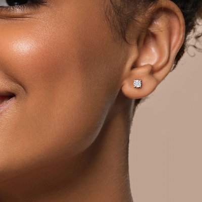 Solitaire Stud Earrings (1/4ct) - Sterling Silver