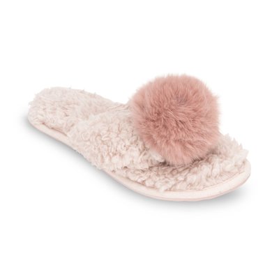 Pom Pom Faux Fur Slipper - Rosewater Pink