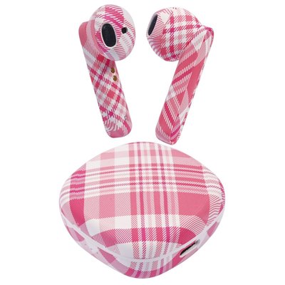 Wireless Earbuds & Charging Case - Pink Plaid