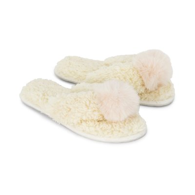 Pom Pom Faux Fur Slipper - Butter