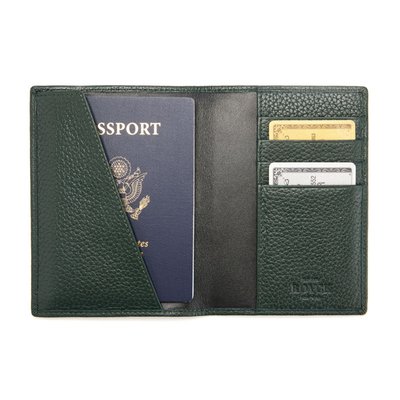Monogrammed RFID Leather Passport Case - Dark Green