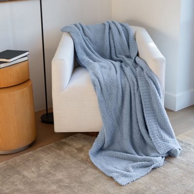 Feather Yarn Throw - 8 Color Options - Coastal Blue