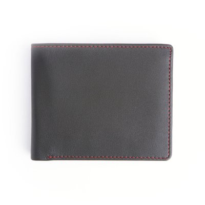 Monogrammed RFID Blocking Leather Wallet - Black and Red