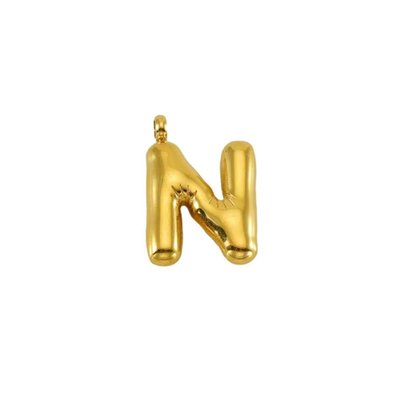 Puffy Gold Letter Charm - Gold-plated
