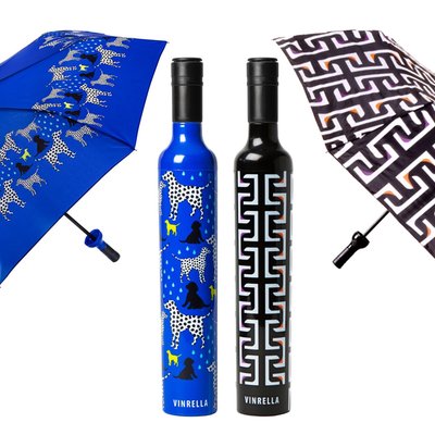 Wine Bottle Umbrella, Set of 2 - Spot On/ Geometric Black