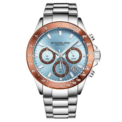 Men's Ultima Chronograph Watch - 4 Color Options - Light Blue/Silver