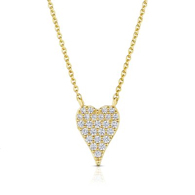 Mini Pave Heart Necklace - Yellow Gold