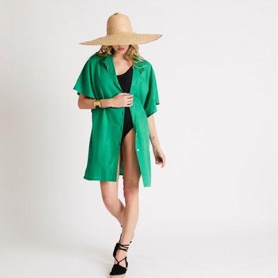 Cover-Up Shirt Dress - Cactus Green