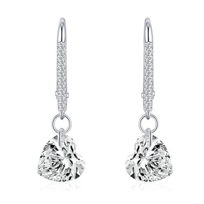 Gilded Charm Heart Drop Earrings - Platinum