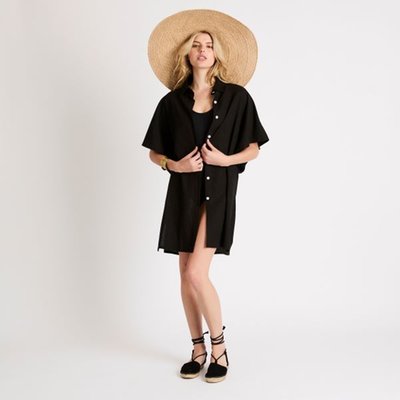 Cover-Up Shirt Dress - Black