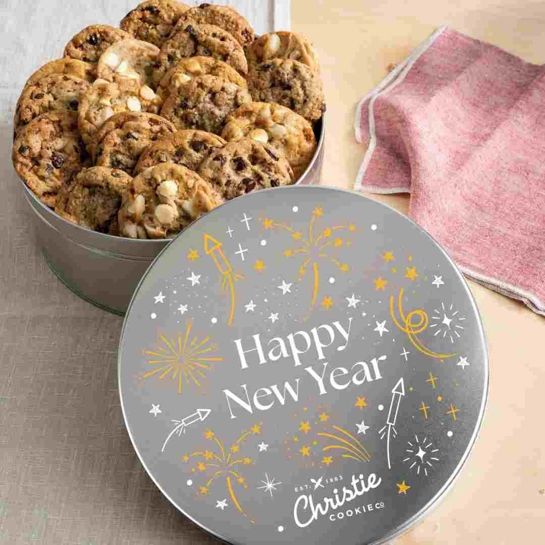 New year's fireworks gourmet cookie gift tin