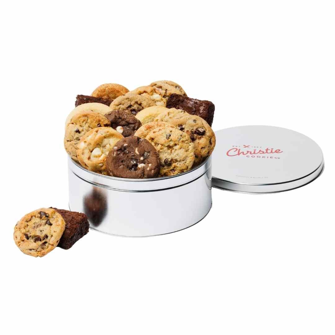 Great 8 assortment gourmet cookie and brownie gift tin with lid