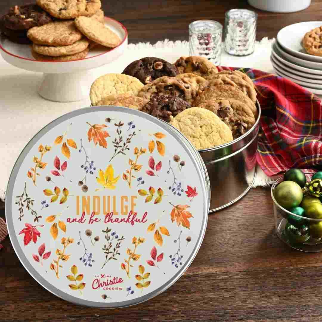 Indulge and be thankful gourmet cookie gift tin