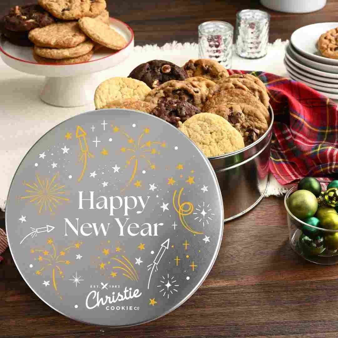 New year's fireworks gourmet cookie gift tin