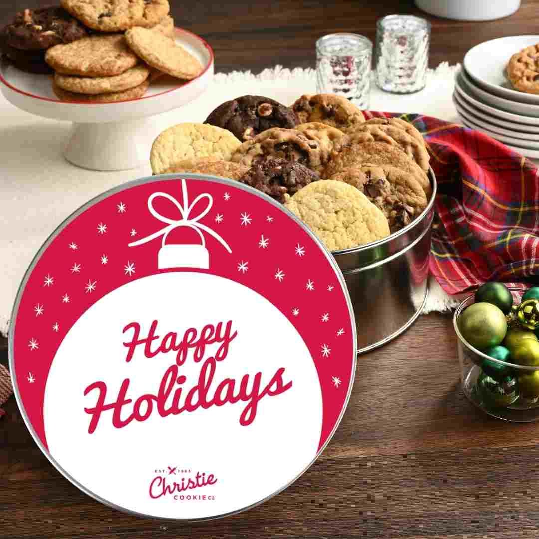 Holiday ornament gourmet cookie gift tin